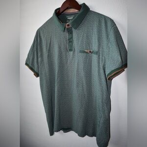 Men's Green Patterned Polo Shirt - Casual Short Sleeve